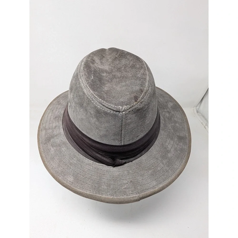 Henschel Hat Outback Fedora Suede Gray Outdoor Men's Size Small Vintage USA Made
